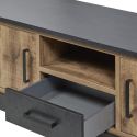 Meuble TV 2 portes aspect chêne artisan et noir graphite - URBAL