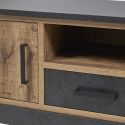 Meuble TV 2 portes aspect chêne artisan et noir graphite - URBAL