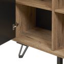 Vitrine 2 Portes aspect chêne miel et noir mat + éclairage led- SÉLÈNE