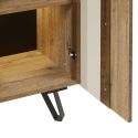 Vitrine 2 Portes aspect chêne miel et noir mat + éclairage led- SÉLÈNE