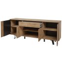 Buffet 4 Portes 1 tiroir aspect chêne miel et noir mat - SÉLÈNE