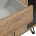 Buffet 4 Portes 1 tiroir aspect chêne miel et noir mat - SÉLÈNE