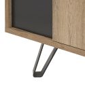 Meuble TV 2 portes 2 niches aspect chêne miel et noir mat - SÉLÈNE