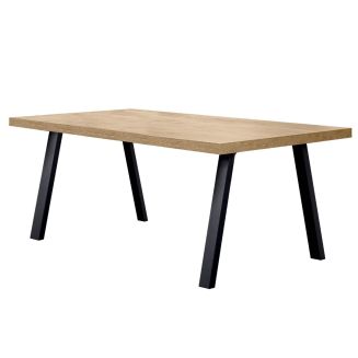Table 170cm aspect chêne miel piètement A métal poudré noir - SÉLÈNE