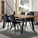 Table 170cm aspect chêne miel piètement A métal poudré noir - SÉLÈNE