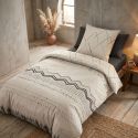 BELEM - Parure de Lit Coton Motifs Ethniques Housse de Couette 140x200cm + Taie d'Oreiller