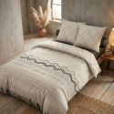 BELEM - Parure de Lit Coton Motifs Ethniques Housse de Couette 260x240cm + 2 Taies d'Oreiller