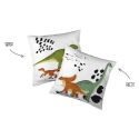 MEZO - Parure de Lit Coton Motif Dinosaures Housse de Couette 140x200cm + Taie d'Oreiller