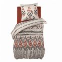 MUNDA - Parure de Lit Coton Motifs Ethniques Housse de Couette 140x200cm + Taie d'Oreiller