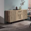 Buffet 4 portes 1 tiroir aspect bois Canyon décor tasseaux - BARTON