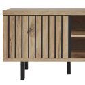 Meuble TV 2 portes 2 niches aspect bois Canyon décor tasseaux - BARTON