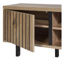 Meuble TV 2 portes 2 niches aspect bois Canyon décor tasseaux - BARTON