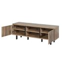 Meuble TV 2 portes 2 niches aspect bois Canyon décor tasseaux - BARTON