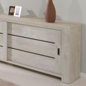 Buffet 2 portes coulissantes finition bois cérusé blanchi - JOSIE