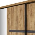 Armoire portes coulissantes 217cm aspect chêne artisan et graphite - ANDES