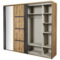 Armoire portes coulissantes 217cm aspect chêne artisan et graphite - ANDES