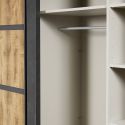 Armoire portes coulissantes 245cm aspect chêne artisan et graphite - ANDES