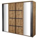 Armoire portes coulissantes 245cm aspect chêne artisan et graphite - ANDES