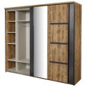 Armoire portes coulissantes 245cm aspect chêne artisan et graphite - ANDES