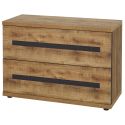 Commode 2 tiroirs aspect chêne artisan et graphite - ANDES