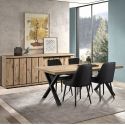 Table repas 170cm aspect chêne Canyon Piètement X en métal - SÉQUENCE