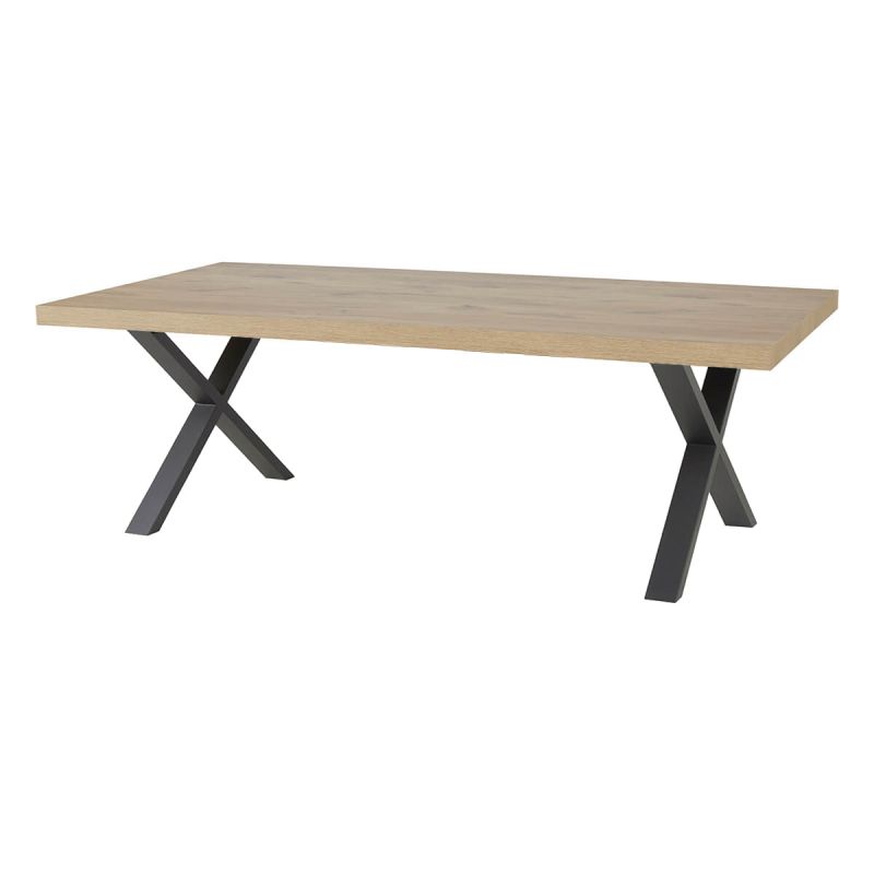 Table repas 170cm aspect chêne Canyon Piètement X en métal - SÉQUENCE