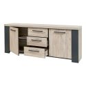 Séjour table + buffet finition chêne clair et gris ardoise - HADÈS