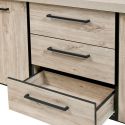 Séjour table + buffet finition chêne clair et gris ardoise - HADÈS