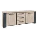 Séjour table + buffet finition chêne clair et gris ardoise - HADÈS