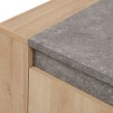Ensemble table basse et meuble TV aspect chêne clair et granit gris - AZYA