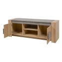 Ensemble table basse et meuble TV aspect chêne clair et granit gris - AZYA