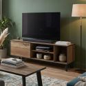Ensemble table basse et meuble TV aspect bois rustique et métal noir - CHIARA