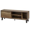 Ensemble table basse et meuble TV aspect bois rustique et métal noir - CHIARA