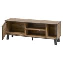 Ensemble table basse et meuble TV aspect bois rustique et métal noir - CHIARA