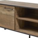 Ensemble table basse et meuble TV aspect bois rustique et métal noir - CHIARA