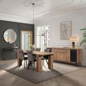Ensemble séjour table allongeable aspect chêne miel et noir - SÉLÈNE