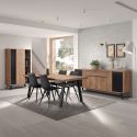 Ensemble séjour complet table 170cm aspect chêne miel et noir - SÉLÈNE