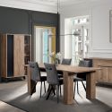 Ensemble séjour complet table allongeable aspect chêne miel et noir - SÉLÈNE