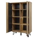 Ensemble séjour complet table allongeable aspect chêne miel et noir - SÉLÈNE
