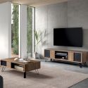Ensemble table basse et meuble TV aspect chêne miel et noir - SÉLÈNE