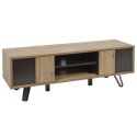 Ensemble table basse et meuble TV aspect chêne miel et noir - SÉLÈNE
