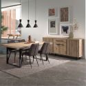 Séjour table 170cm avec buffet 3P aspect bois Canyon décor tasseaux - BARTON