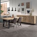 Séjour table 170cm avec buffet 4P aspect bois Canyon décor tasseaux - BARTON