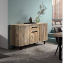 Séjour table 170cm avec buffet 3P aspect bois Canyon décor tasseaux - BARTON