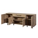 Séjour complet avec buffet 4P aspect bois Canyon décor tasseaux - BARTON