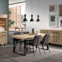 Séjour table 170cm avec buffet 4P aspect bois Canyon décor tasseaux - BARTON