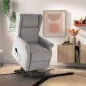 Fauteuil releveur relax électrique tissu waterproof gris clair - ALCANTI
