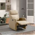 Fauteuil relax manuel tissu waterproof beige - MERIAL