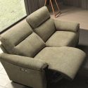Canapé 3 places électrique relax zéro gravity tissu vert chiné - BALCO