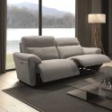 Canapé 3 places électrique relax zéro gravity tissu gris chiné - BALCO